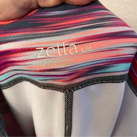 Zella Womens Stretch hi rise full length Leggings colorful rainbow sunset -L - Picture 9 of 10
